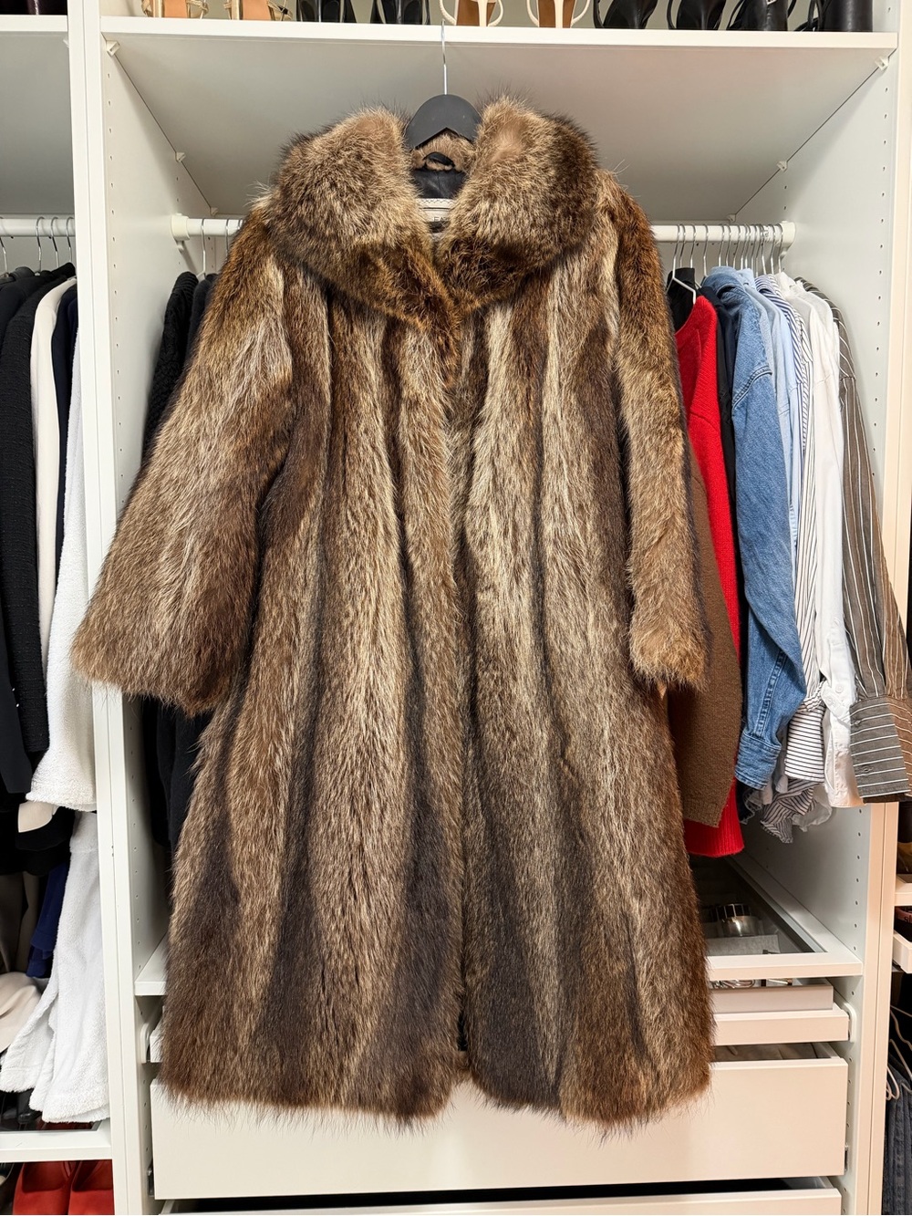 Eaton full length Racoon fur coat